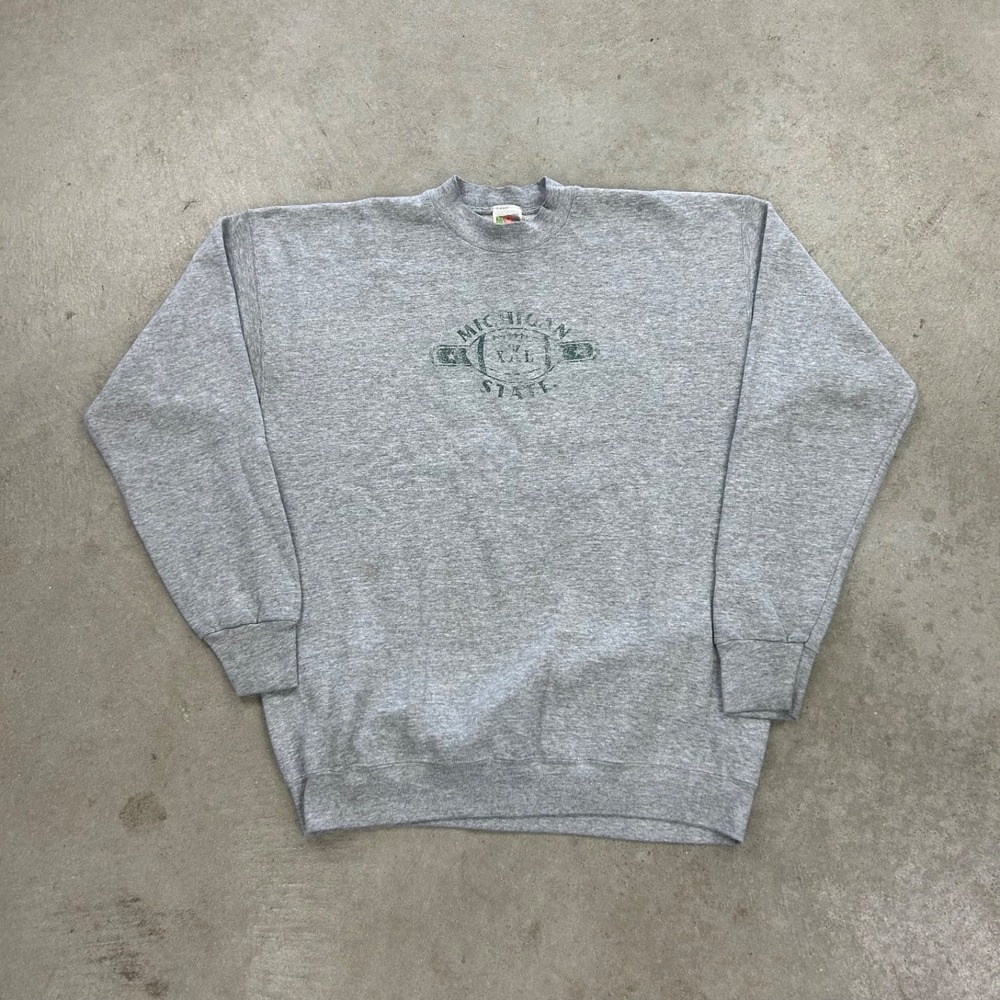 Vintage 90s Michigan State Football‎ Sweatshirt Size XL Gray Crewneck Spartans
